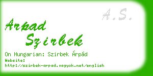 arpad szirbek business card
